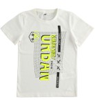 iDO t-shirt bawełniany dla chłopca biały limonka