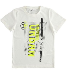 iDO t-shirt bawełniany dla chłopca biały limonka