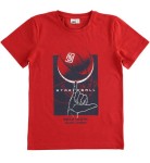 iDO t-shirt bawełniany dla chłopca czerwony granat