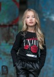 All for Kids czarna bluzka dla dziewczynki długi rękaw róża 