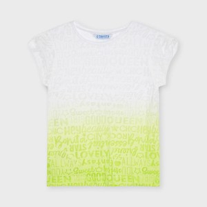 3017-080 T-shirt koszulka Mayoral dla dziewczynki ombre limonka