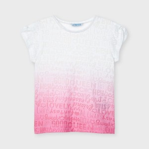 3017-079 T-shirt koszulka Mayoral dla dziewczynki ombre róż