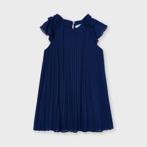3911-70 Elegancka sukienka plisowana Mayoral granat