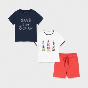 1670-087 Mayoral Baby komplet 3 częściowy  dla chłopca marynarski ocean