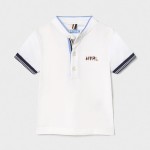 1102-091 Mayoral Baby elegancka koszulka polo ze stójką krótki rękaw biała