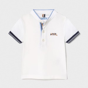 1102-091 Mayoral Baby elegancka koszulka polo ze stójką krótki rękaw biała