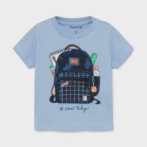1011-023 Mayoral Baby t-shirt PLAY WITH dla chłopca plecak niebieski