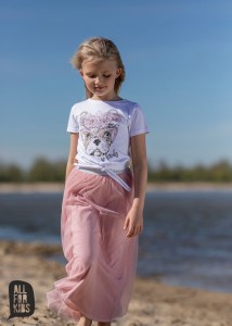 All for Kids biały t-shirt koszulka z pieskiem wiązana