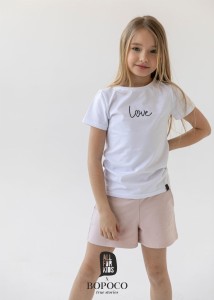 All for Kids krótkie spodenki dresowe dziewczęce pudrowy róż