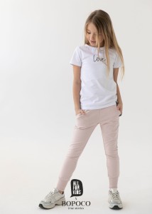 All for Kids BOPOCO spodnie dresowe dziewczęce pudrowy róż