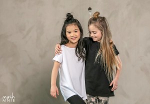 mashMNIE t-shirt tunika koszulka z krótkim rękawem biała dziewczęca