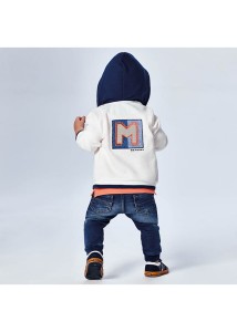 01410-025 Mayoral baby bluza z kapturem dla dziewczynki dla chłopca wyprzedaż biała złamana biel 86 92 98