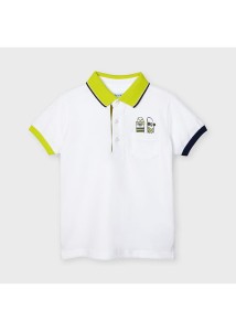 03107-084 wyprzedaż Mayoral polo z krótkim rękawem dla chłopca skates deskorolki biały limonka