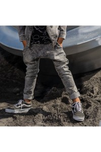 mashMNIE wygodne spodnie dla chłopca dzianina jeans grafit