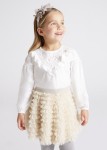 Elegancka bluzka szkolna Mayoral dziewczęca boho złamana biel ecru długi rękaw 12-04191-021
