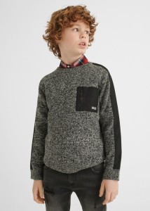Sweter chłopięcy Mayoral szary czarny melanż 128-140-152  12-07366-093