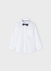 Elegancka biała koszula Mayoral długi rękaw z muszką 12-04184-060