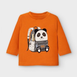 Mayoral baby koszulka dla chłopca długi rękaw panda pomarańczowa 80-86-92-2042