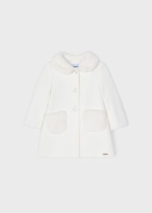 Elegancki płaszczyk do chrztu ecru  dla dziewczynki 68-80 2432-27