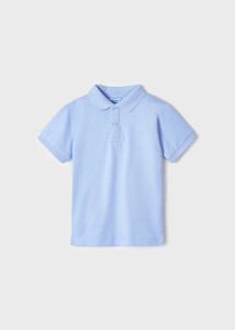 Niebieskie polo Mayoral z krótkim rękawem basic gładkie dla chłopca błękit 122-23-00150-085