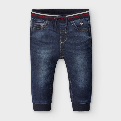 10-02585-096 Mayoral baby długie spodnie dla chłopca na gumie jeans granatowy.jpg