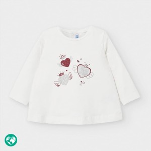 Mayoral baby koszulka dla dziewczynki długi rękaw serduszka