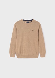 Sweter chłopięcy bawełniany Mayoral beżowy melanż 128-152-160-13-00354-079