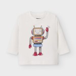 Mayoral baby koszulka dla chłopca  długi rękaw "play with" robot śmietankowy