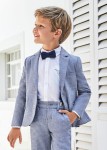 Elegancka marynarka chłopięca Mayoral niebieska bawełna len 110-116-122-24-03486-078