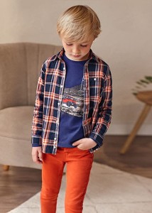 Spodnie chłopięce Mayoral slim fit pomarańczowe 116-128-134-4559-46