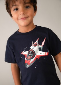 T-shirt koszulka z krótkim rękawem dla chłopca granatowa space rakieta 110-116-122-128-26-03067-076